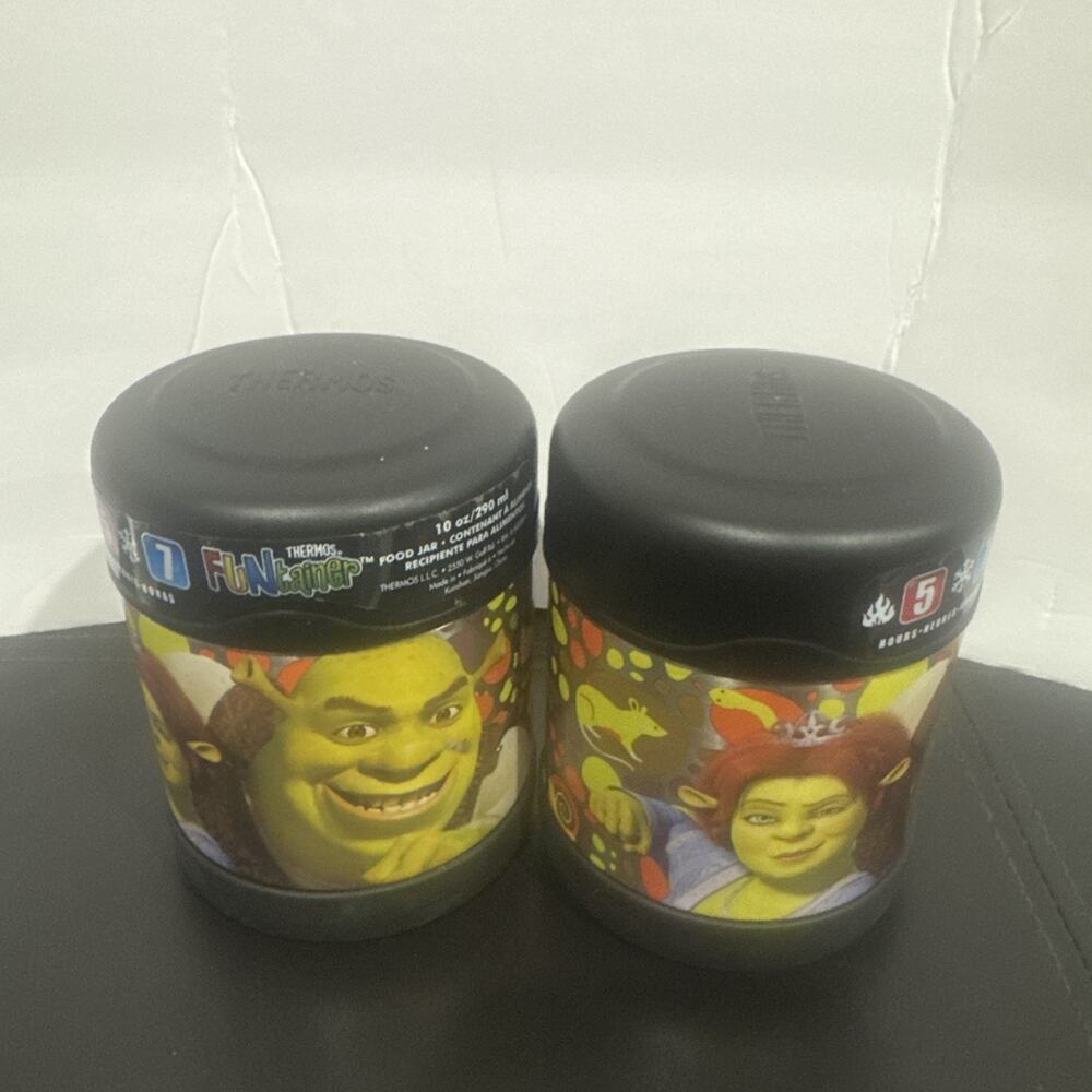 Lot 2 Thermos Funtainer Shrek Fiona 10 Oz Food Jars Insulated Lunch Containers